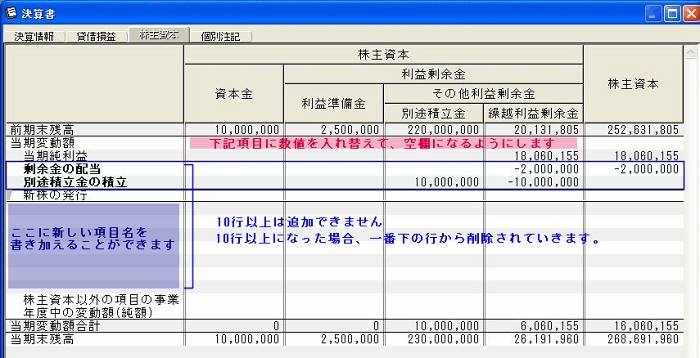 内訳を入力